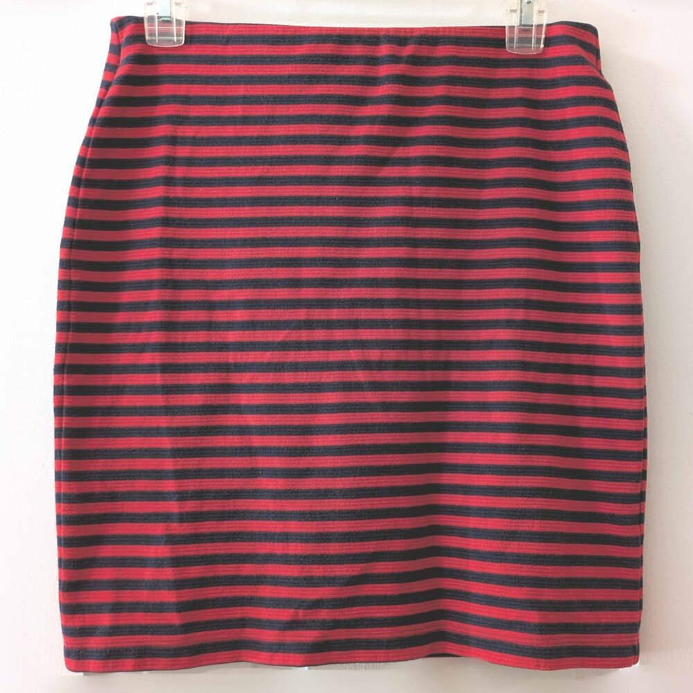 red and navy blue striped mini skirt M
